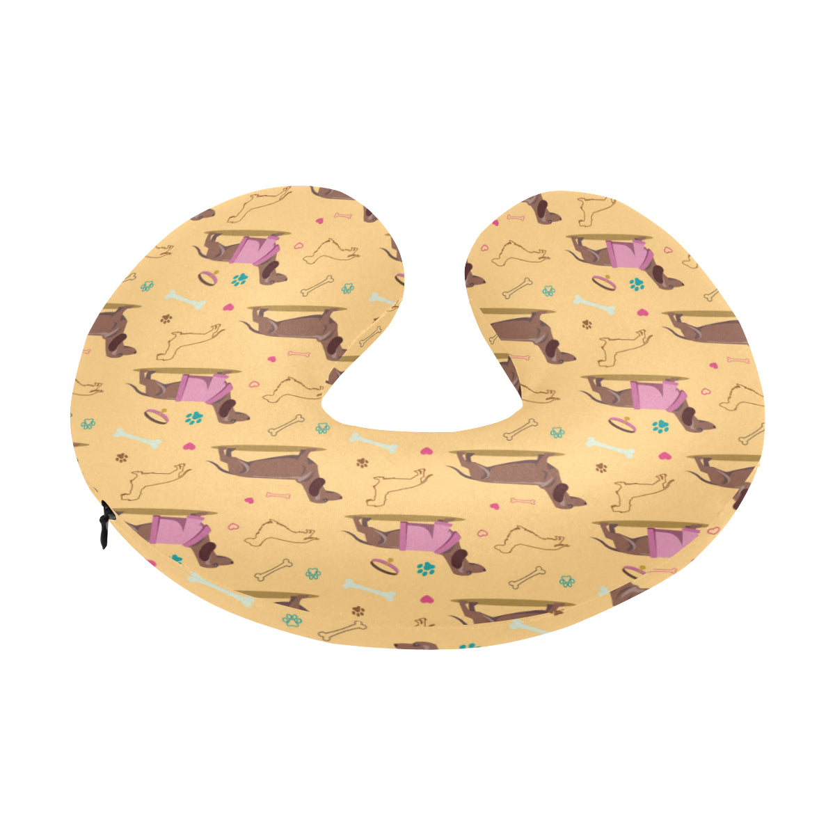 Dachshund Pattern Print Design 07 U-Shaped Travel Neck Pillow