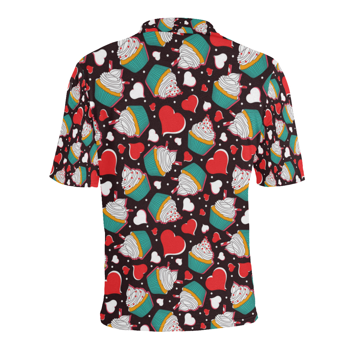 Cupcakes Heart Print Pattern Men Polo Shirt