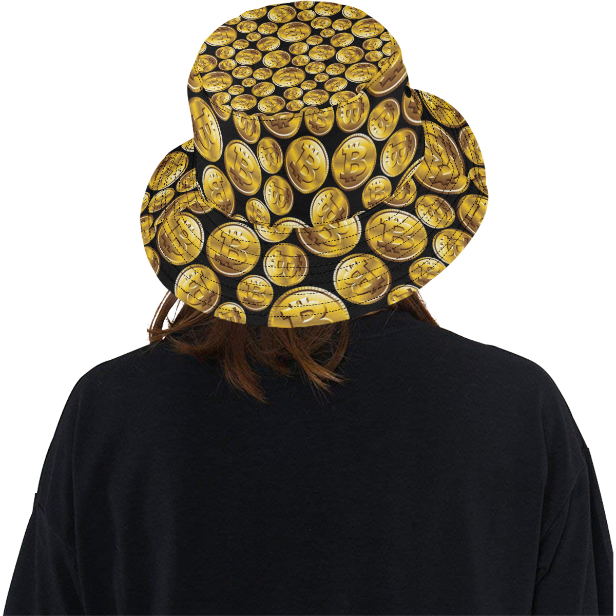 Bitcoin Pattern Print Design DO05 Unisex Bucket Hat