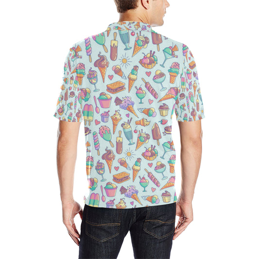 Ice Cream Pattern Print Design IC02 Men Polo Shirt