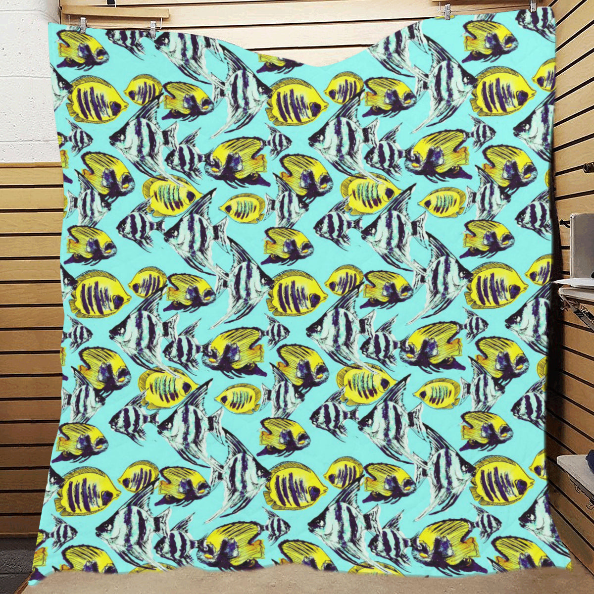 Angelfish Pattern Print Design 02 Premium Quilt