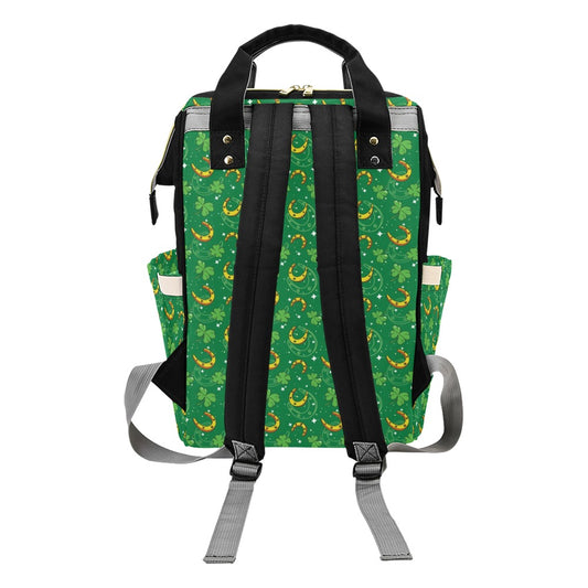 Shamrock With Horse Shoes Print Design LKS305 Diaper Bag Backpack