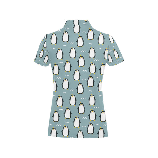 Penguin Pattern Print Design A02 Women's Polo Shirt