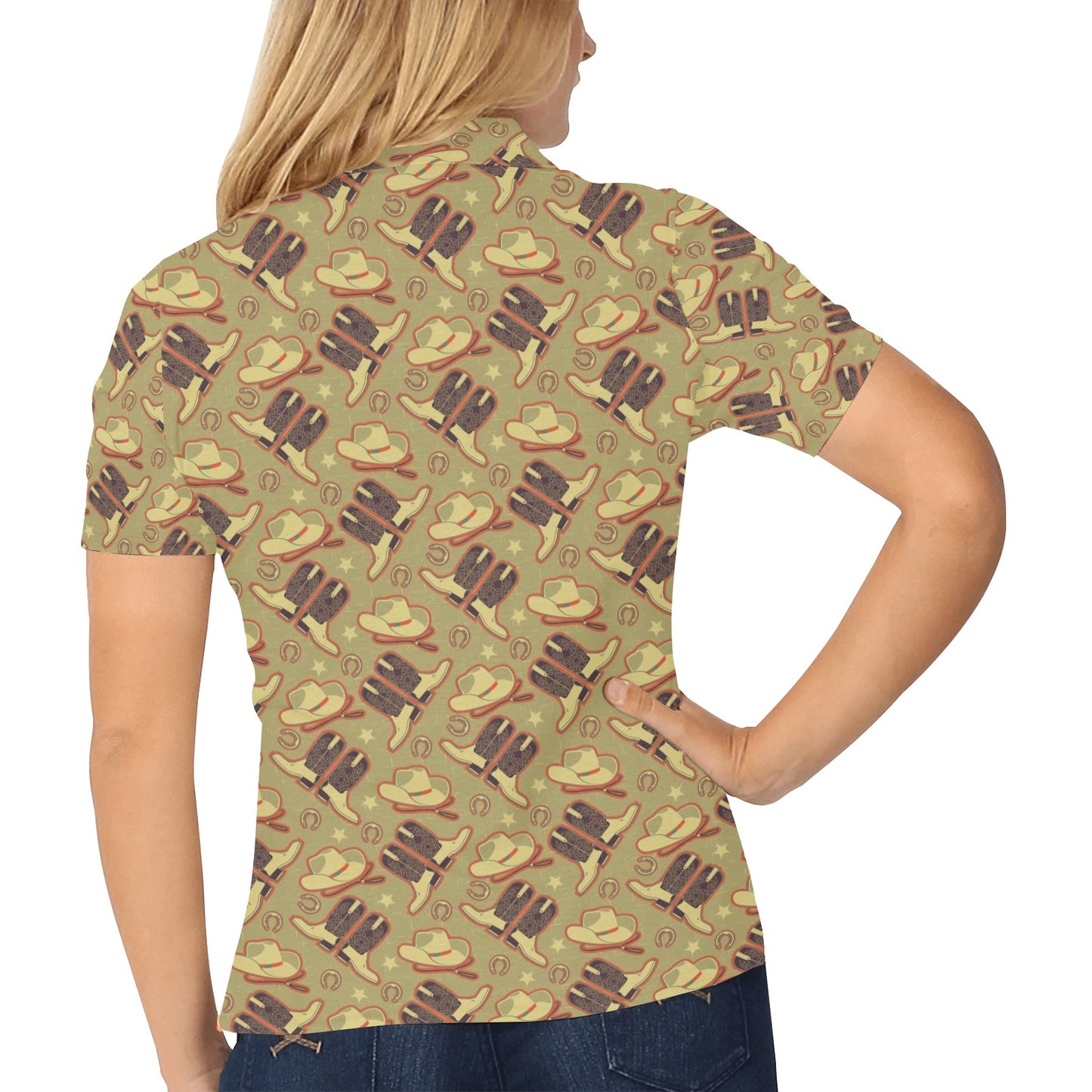 Western Cowboy Themed Women's Polo Shirt