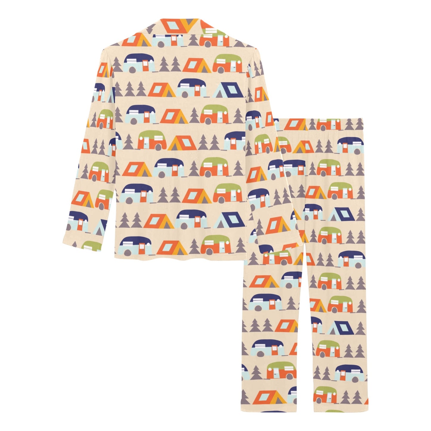 Camper Tent Pattern Print Design 03 Women's Long Pajama Set