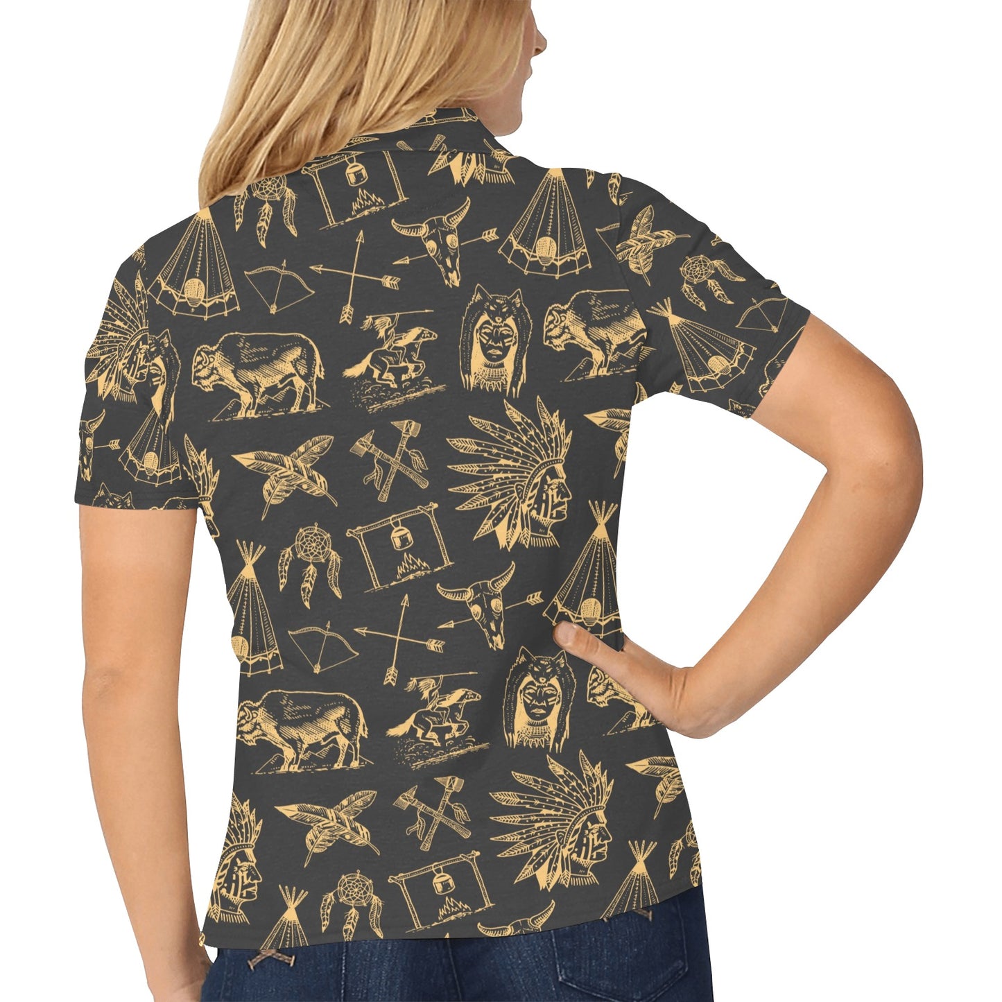 American indian Gold Style Women's Polo Shirt