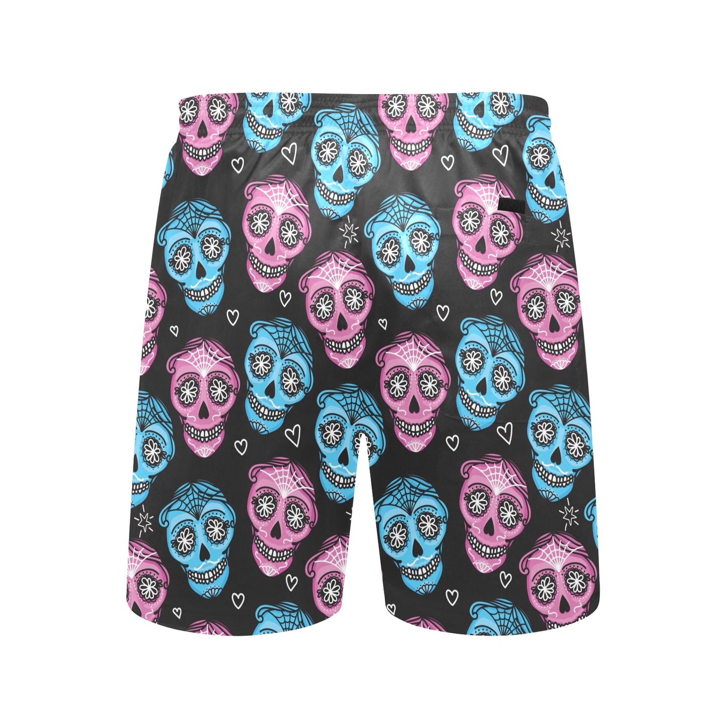 Day of the Dead Skull Print Pattern Men's Swim Trunks Beach Shorts