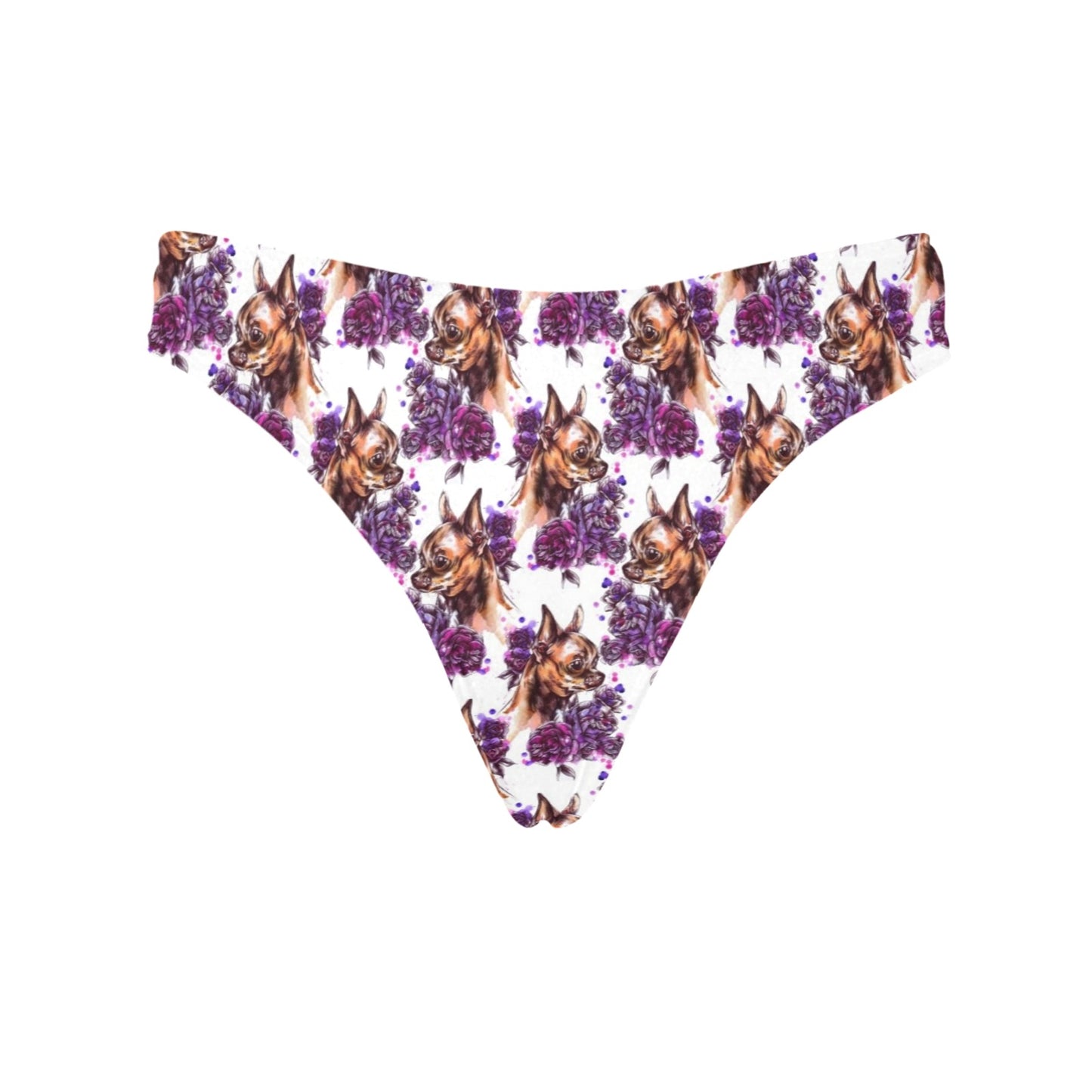 Chihuahua Purple Floral Women's Thongs