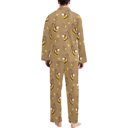 Bee Pattern Print Design BEE09 Men's Long Pajama Set