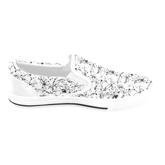Splatter Print Design LKS305 White Slip Ons Canvas Women's Shoes