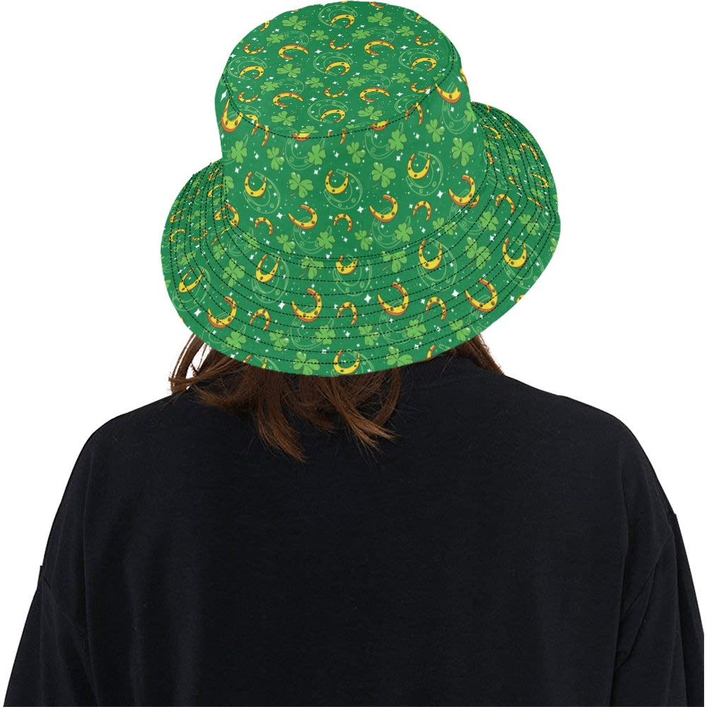 Shamrock With Horse Shoes Print Design LKS305 Unisex Bucket Hat