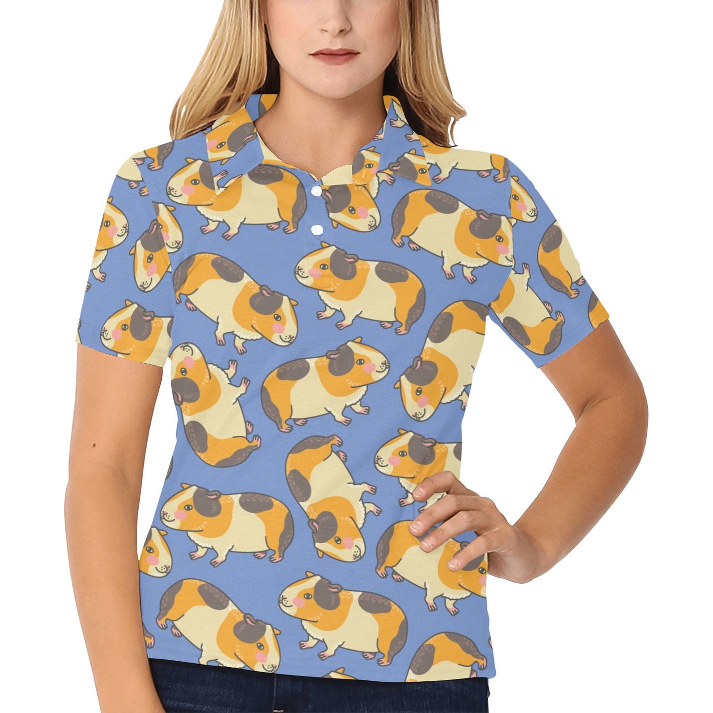 Guinea Pig Pattern Print Design 01 Women's Polo Shirt