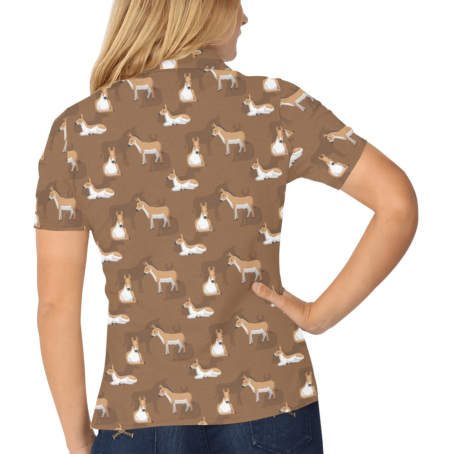 Donkey Print Design LKS401 Women's Polo Shirt