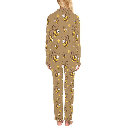 Bee Pattern Print Design BEE09 Women's Long Pajama Set
