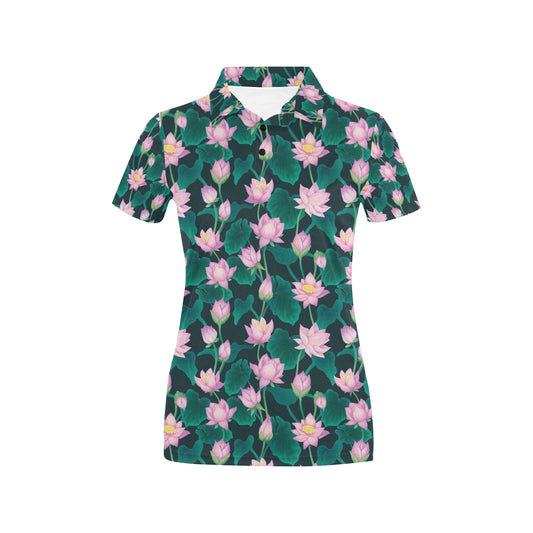 Water Lily Print Design LKS302 Women's Polo Shirt