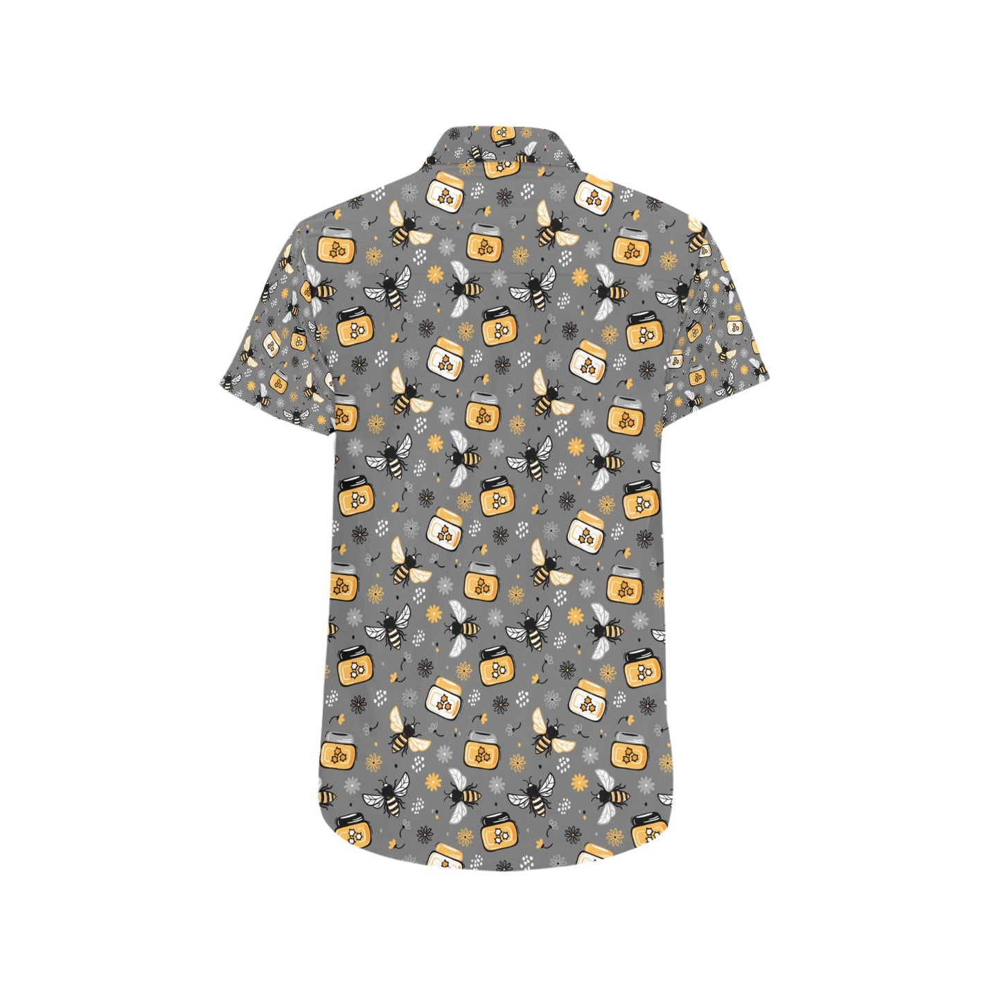 Honey Bee Print Design LKS301 Men Short Sleeve Button Up Shirt