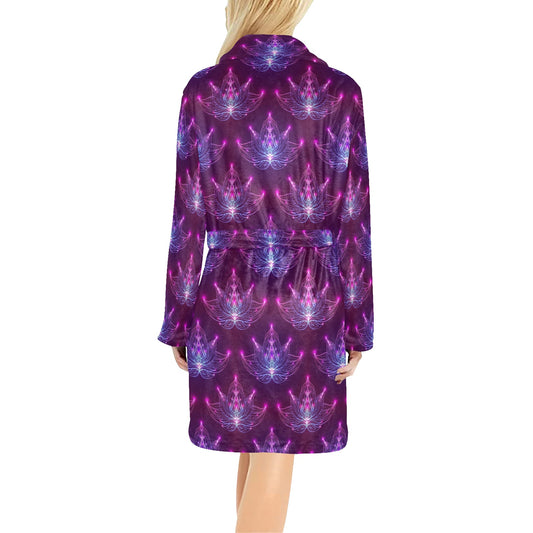 lotus Pattern Print Design LO01 Women's Fleece Robe