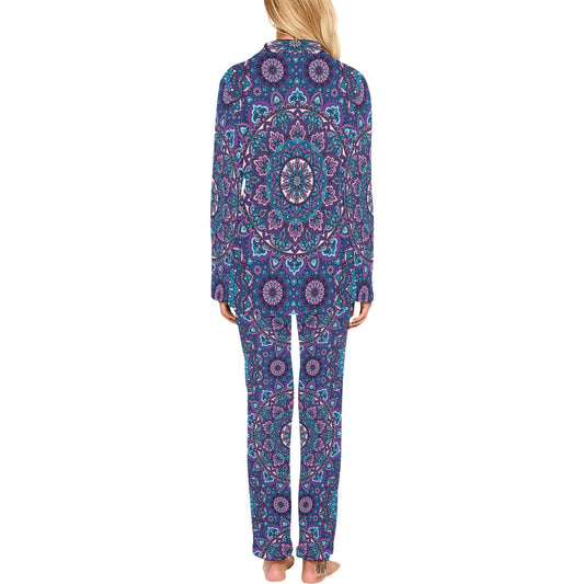 Medallion Pattern Print Design 05 Women's Long Pajama Set