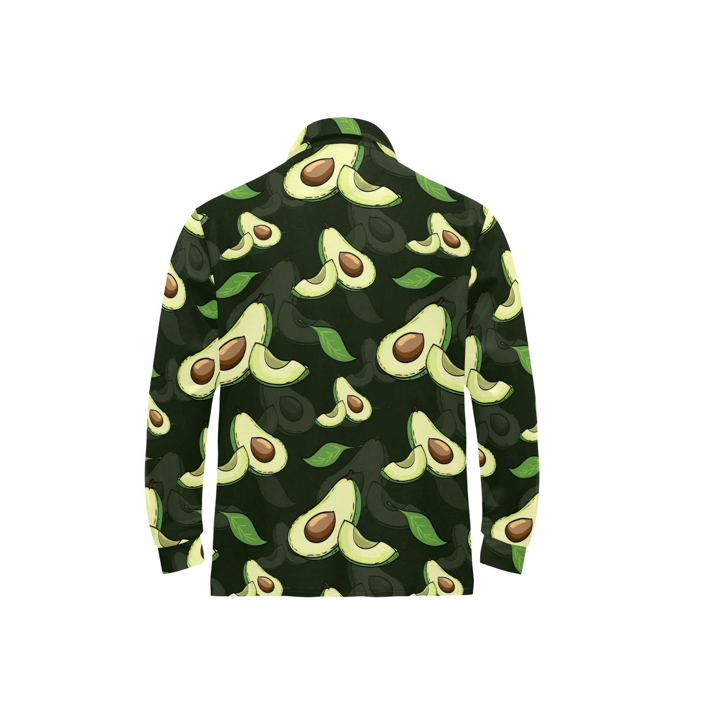Avocado Pattern Print Design AC07 Long Sleeve Polo Shirt For Men's