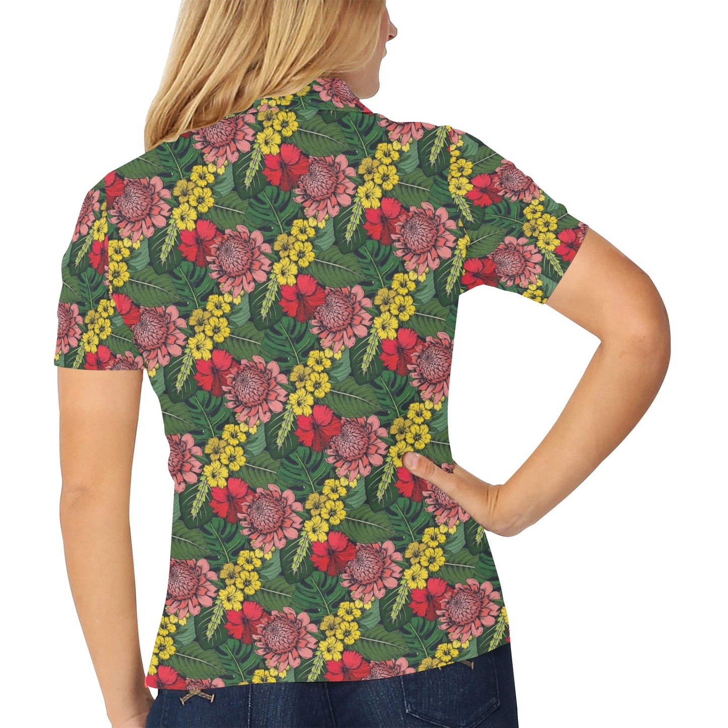 Summer Floral Print Design LKS305 Women's Polo Shirt