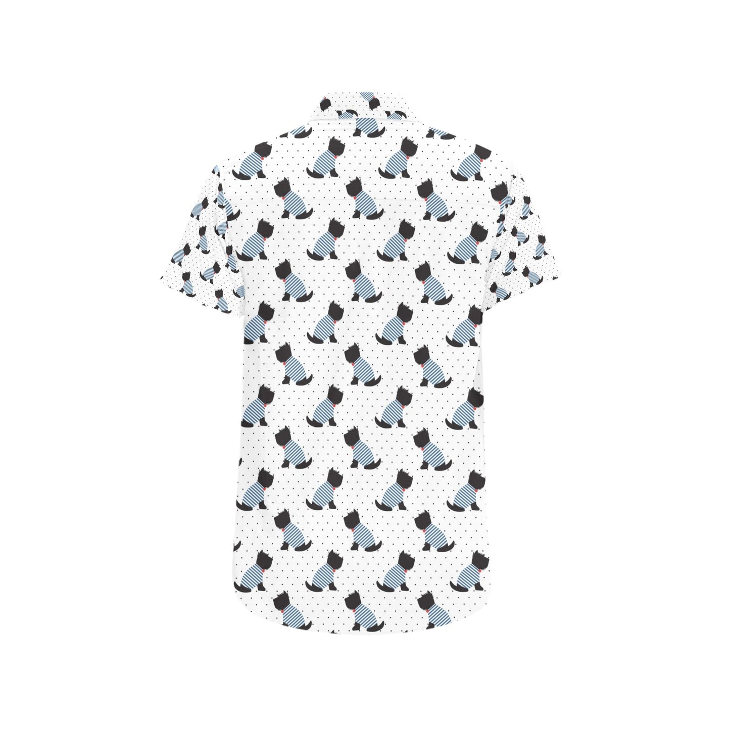 Scottish Terriers Print Design LKS3013 Men Short Sleeve Button Up Shirt