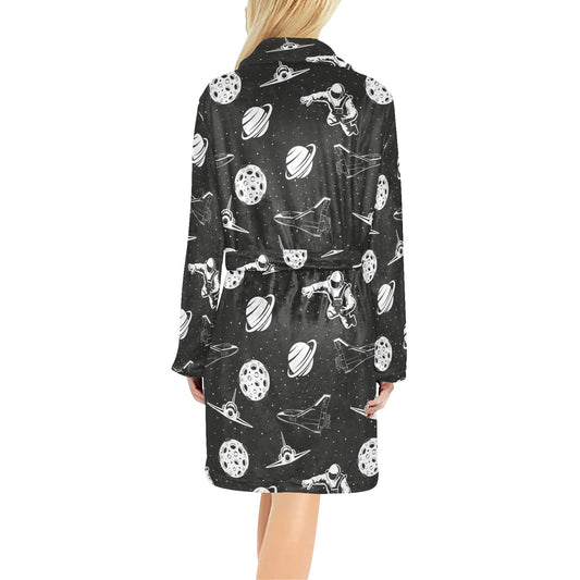 Space Astronauts Print Women's Fleece Robe