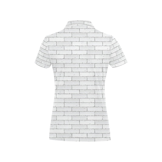 Brick White Pattern Print Design 03 Women's Polo Shirt