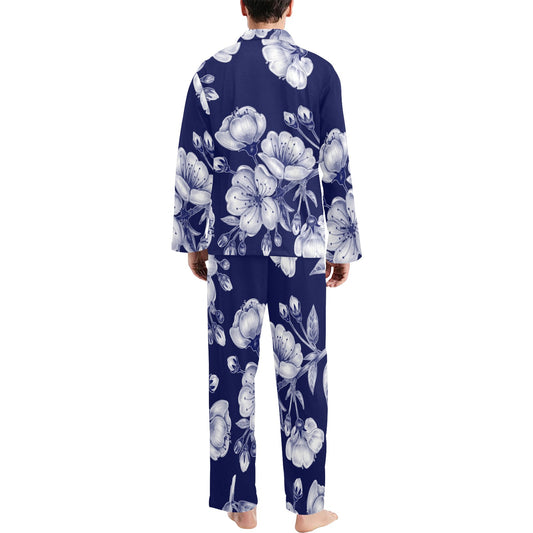 Cherry Blossom Pattern Print Design CB01 Men's Long Pajama Set