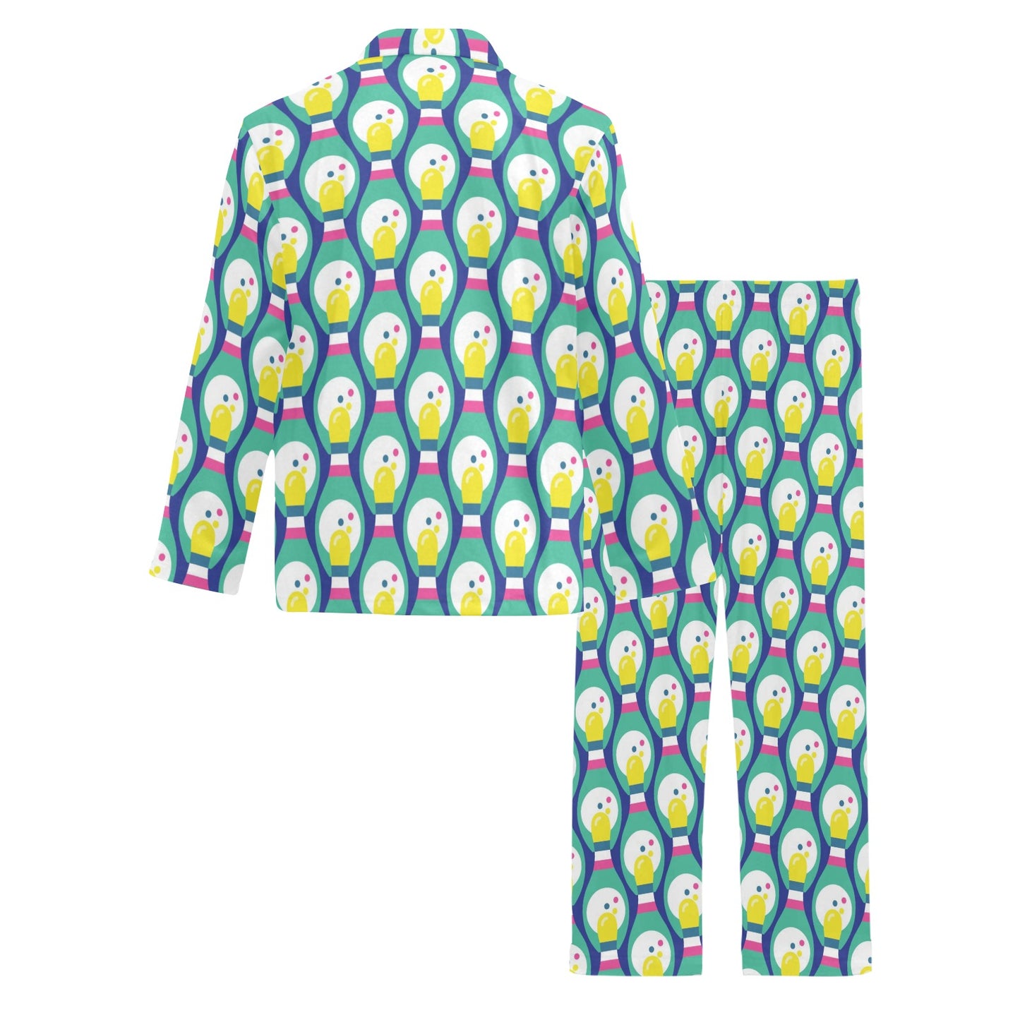 Bowling Pattern Print Design 04 Men's Long Pajama Set