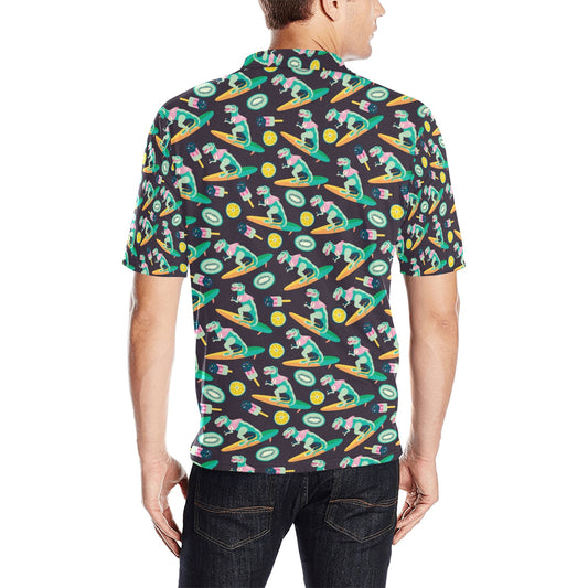 Surfboard T Rex Print Design LKS301 Men Polo Shirt