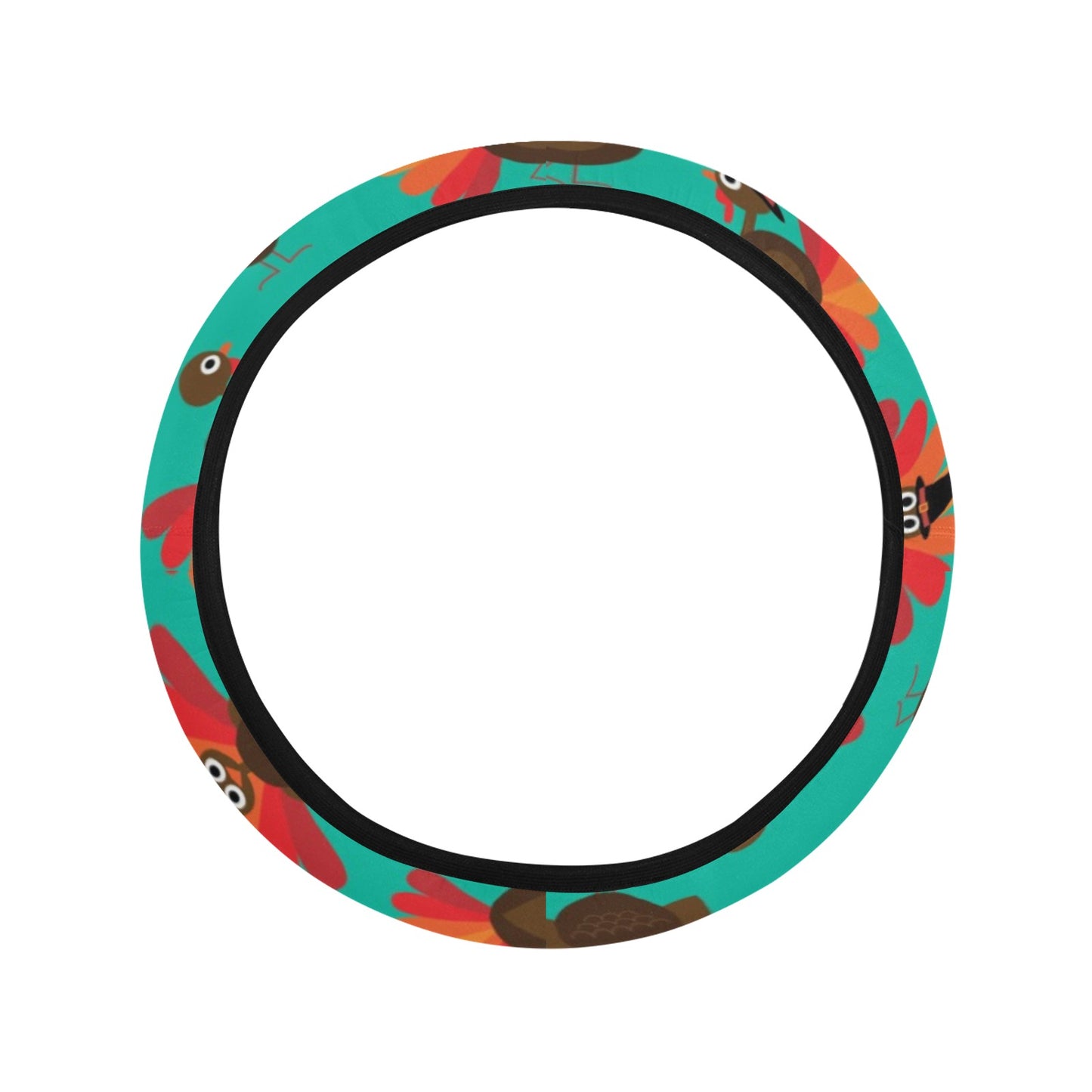 Turkey Print Design LKS402 Steering Wheel Cover with Elastic Edge