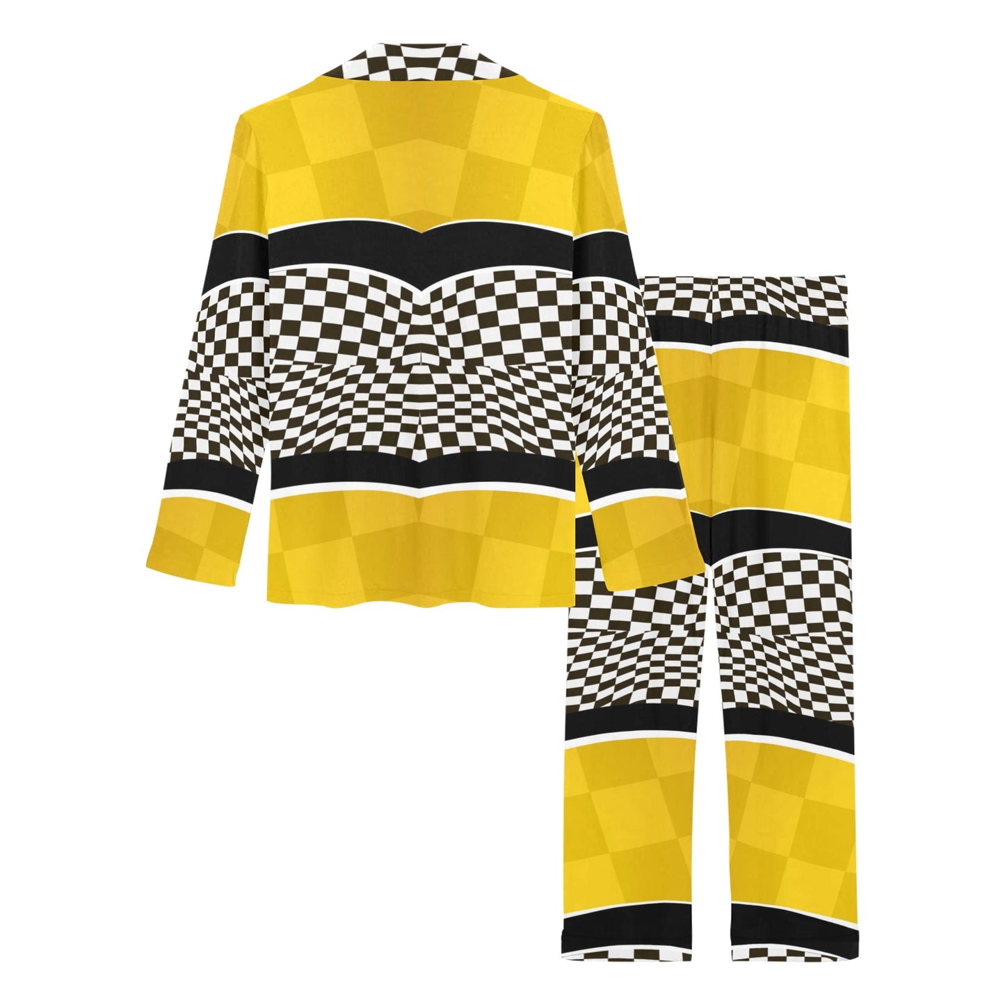Checkered Pattern Print Design 02 Women's Long Pajama Set
