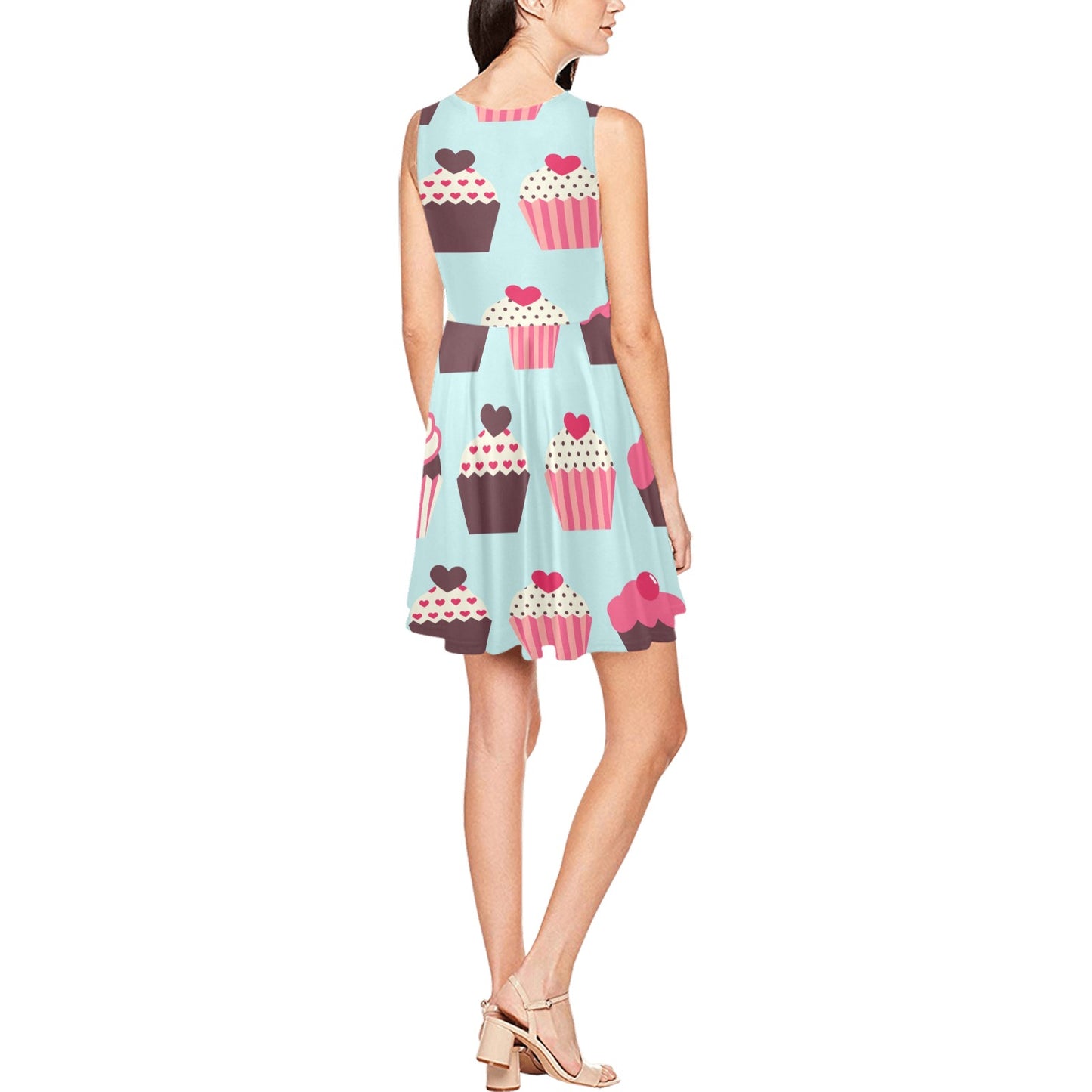 CupCake Print Pattern Sleeveless Dress