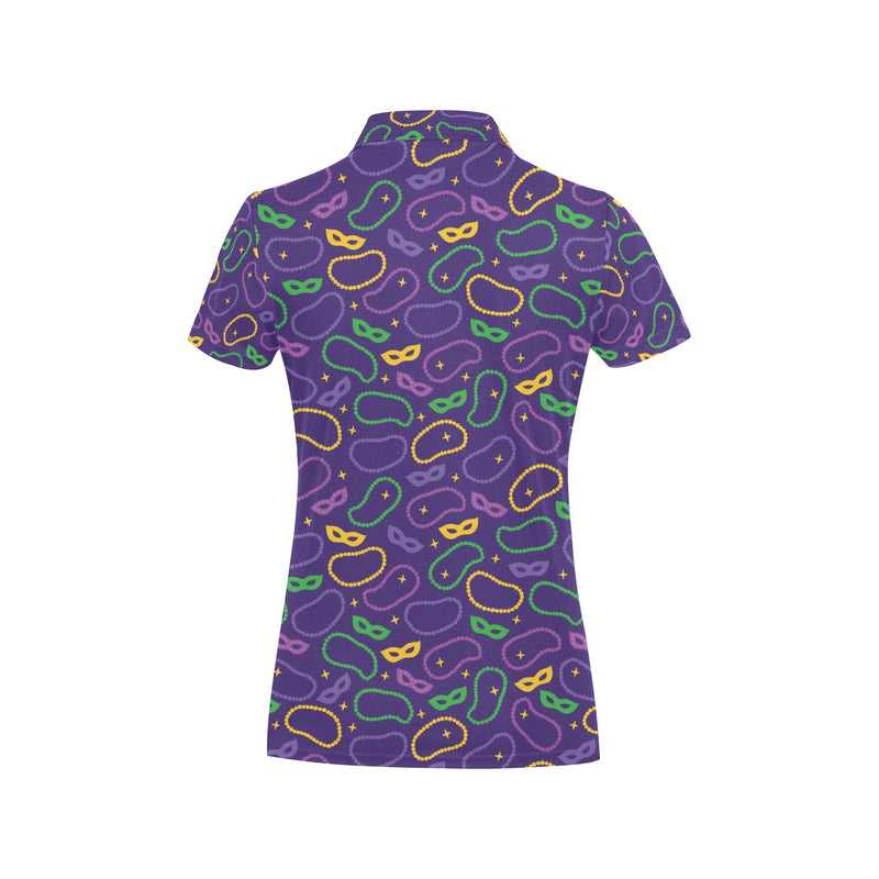 Mardi Gras Pattern Print Design 04 Women's Polo Shirt