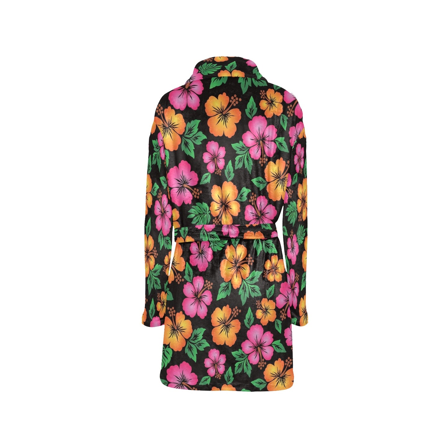 Hibiscus Pattern Print Design HB029 Women's Fleece Robe