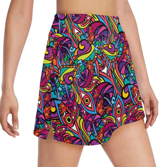 Trippy Print Design LKS302 17" Golf & Pickleball Skort with Pockets
