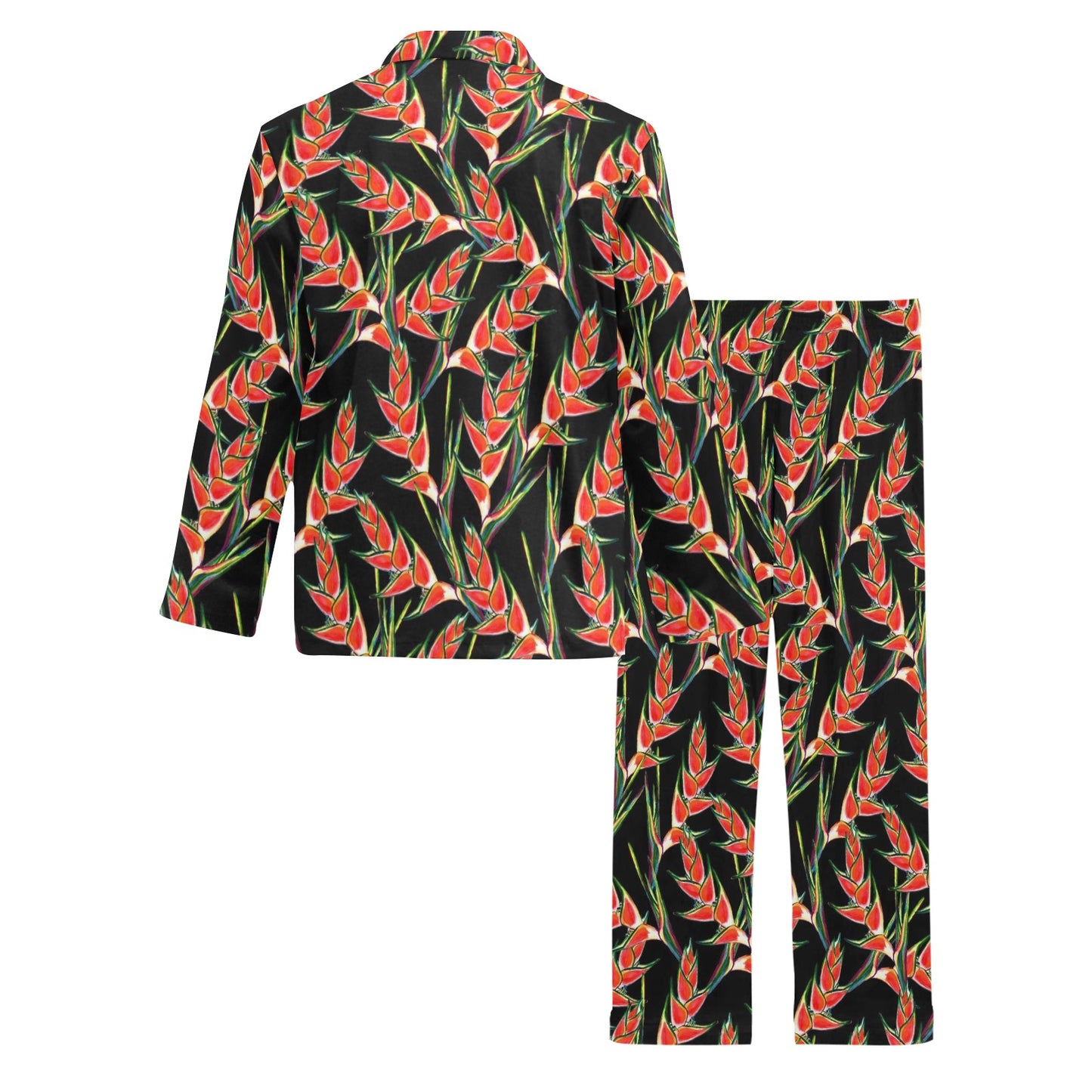 Heliconia Pattern Print Design HL010 Men's Long Pajama Set