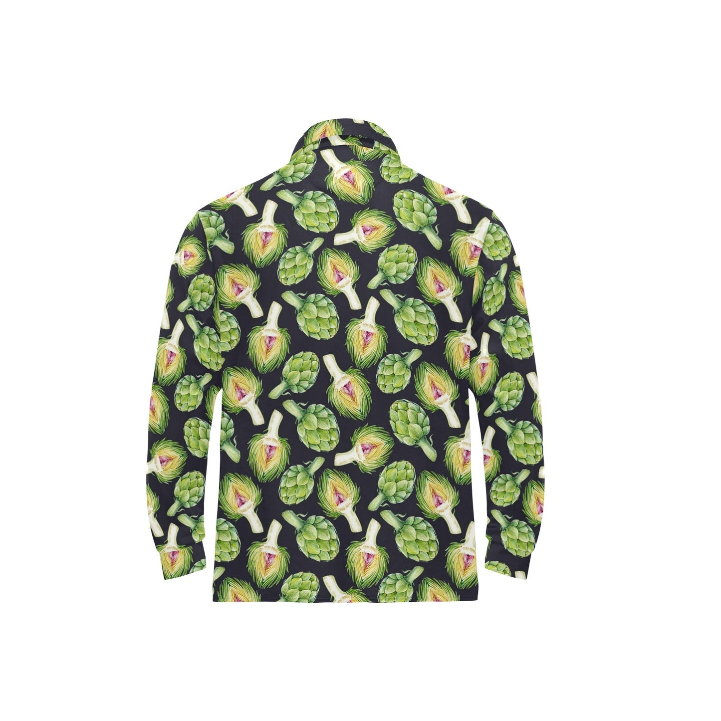 Artichoke Pattern Print Design 01 Long Sleeve Polo Shirt For Men's