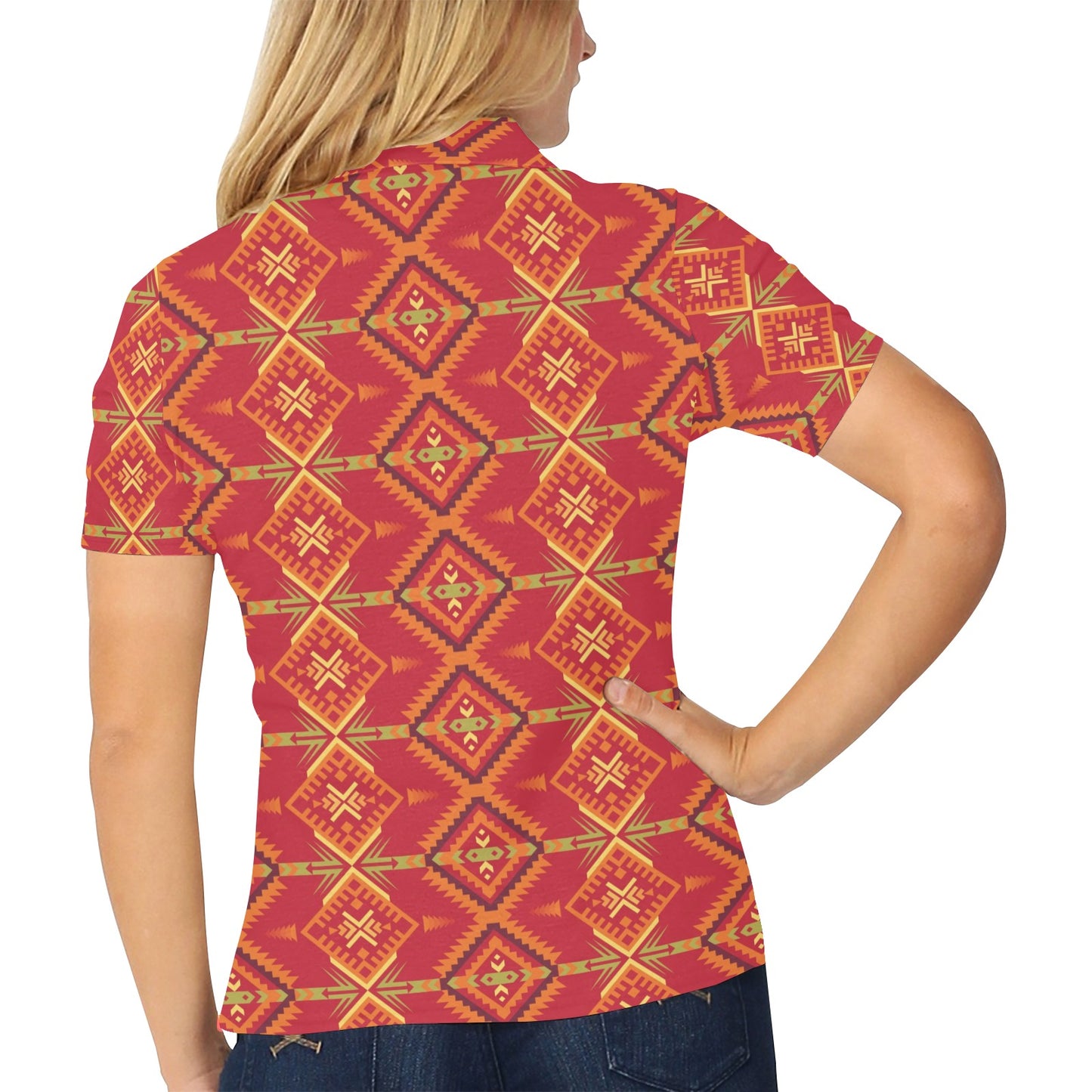 Southwest Pattern Print Design LKS305 Women's Polo Shirt