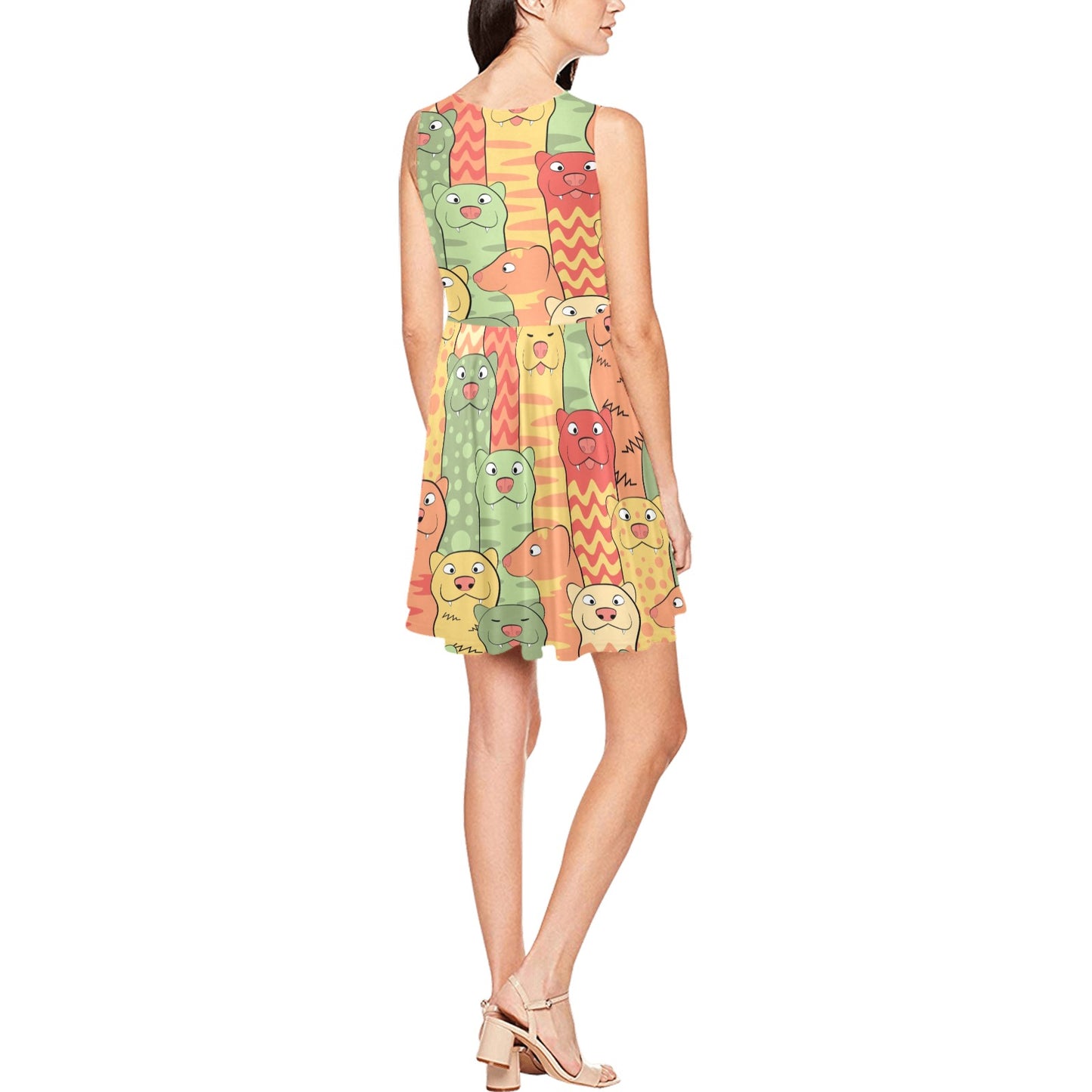 Ferret Pattern Print Design 01 Sleeveless Dress