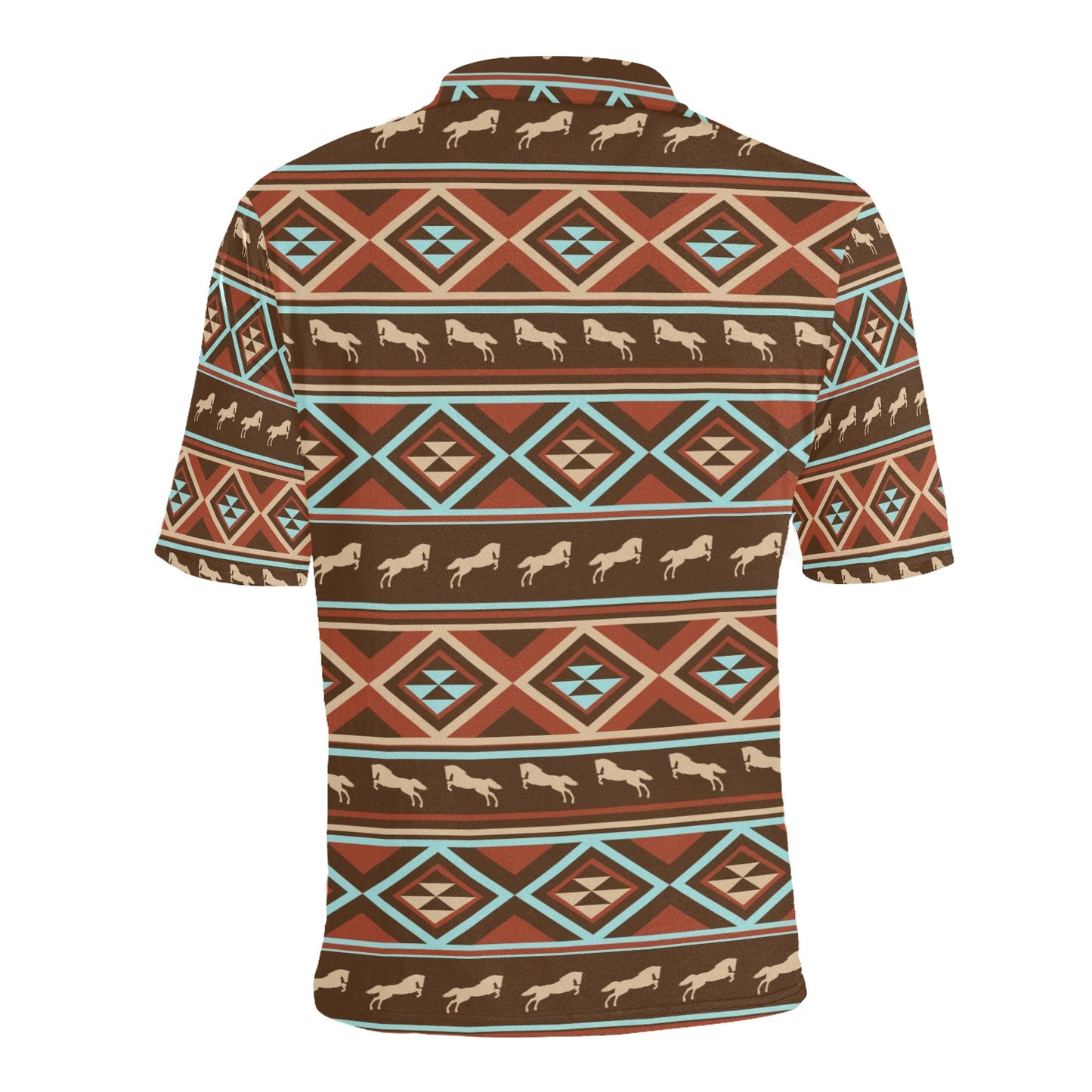 Western Horse Pattern Print LKS301 Men Polo Shirt
