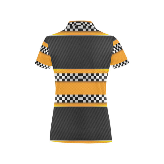Checkered Pattern Print Design 01 Women's Polo Shirt
