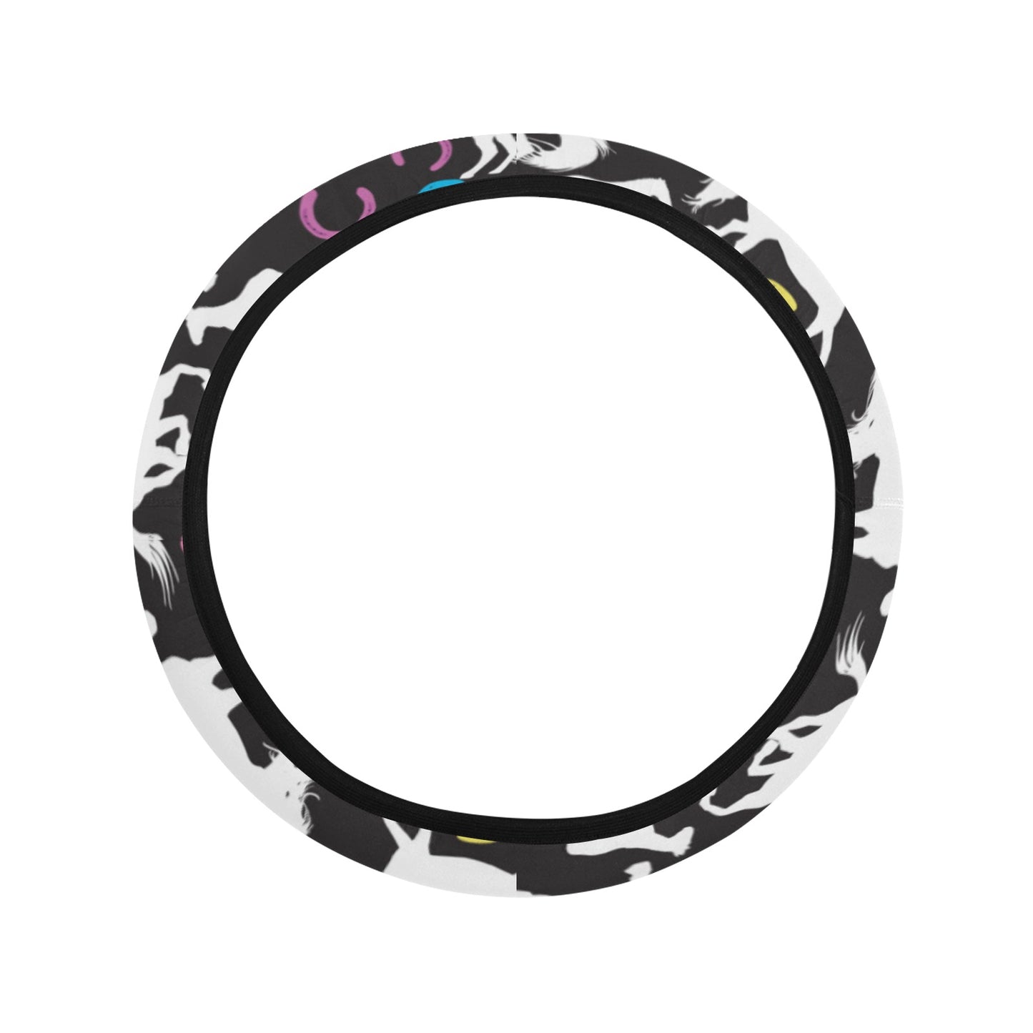 Horse Hoof Colorful Print Design LKS301 Steering Wheel Cover with Elastic Edge