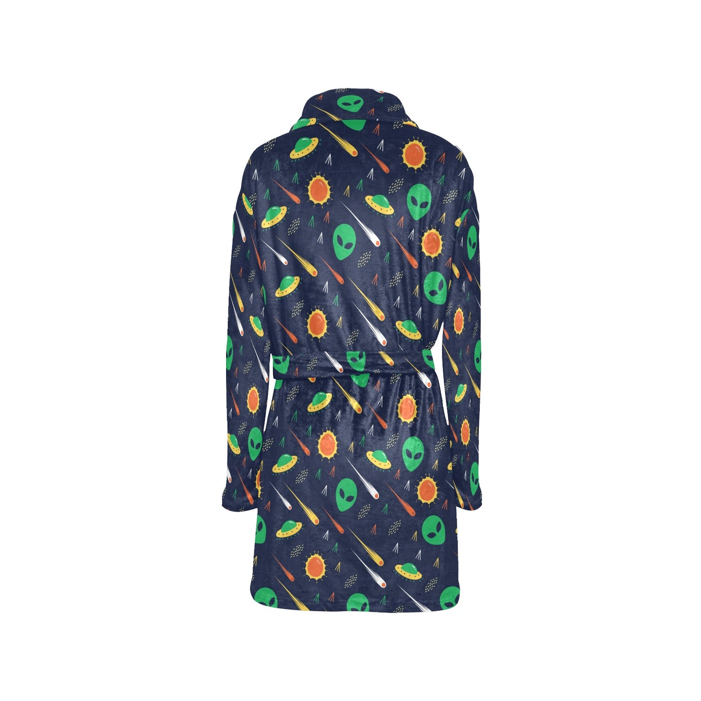 Alien UFO Pattern Print Design 05 Women's Fleece Robe