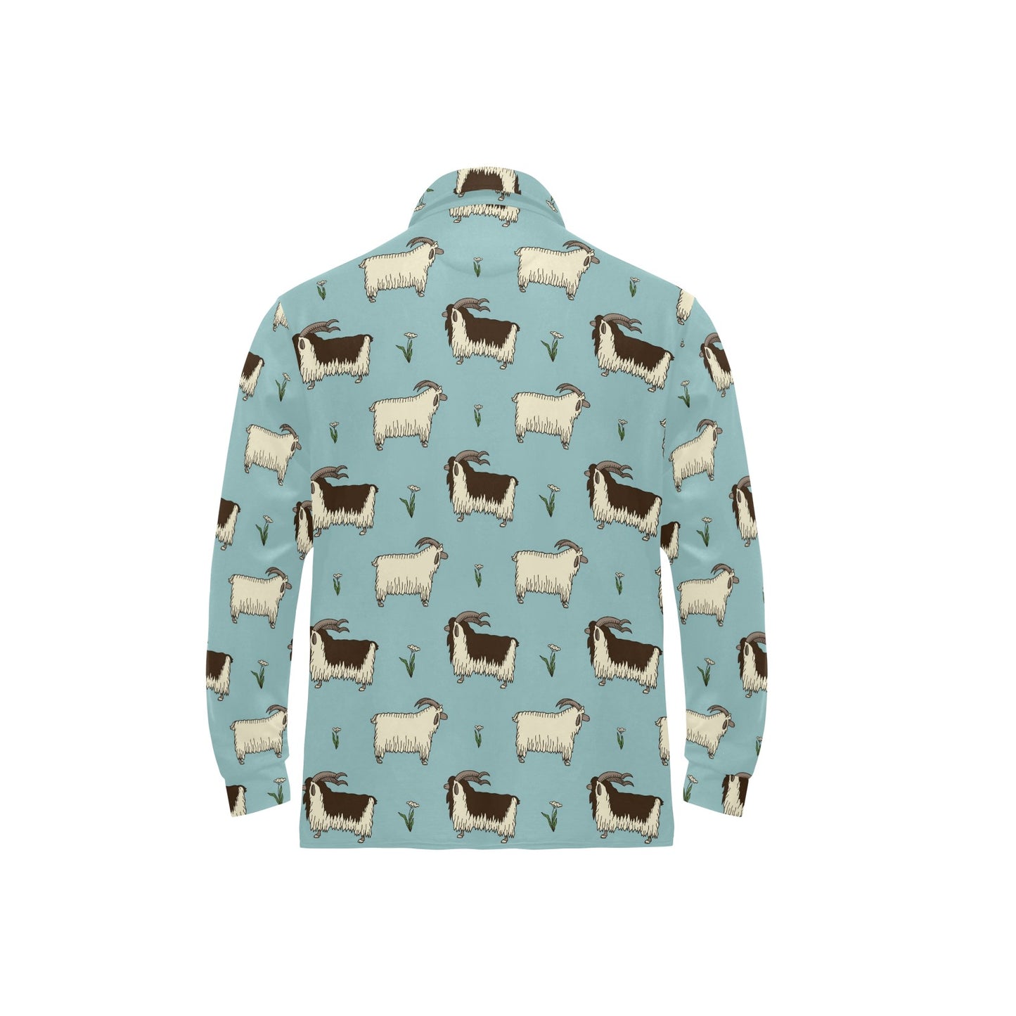 Goat Pattern Print Design 02 Long Sleeve Polo Shirt For Men's