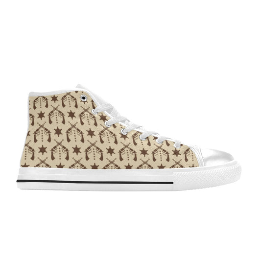 Western Cowboy Print Design LKS302 Men's High Top Canvas Shoes