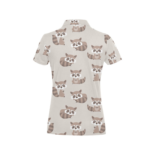 Raccoon Pattern Print Design A05 Women's Polo Shirt