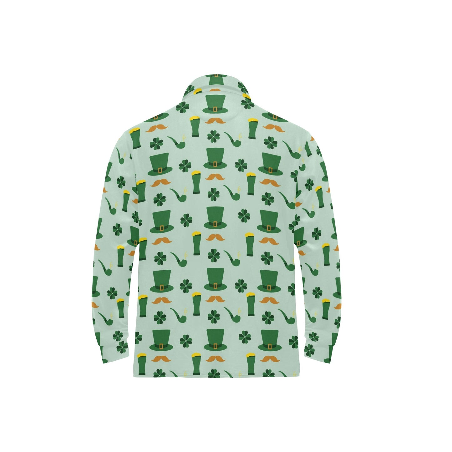St Patricks Day Print Design LKS304 Long Sleeve Polo Shirt For Men's