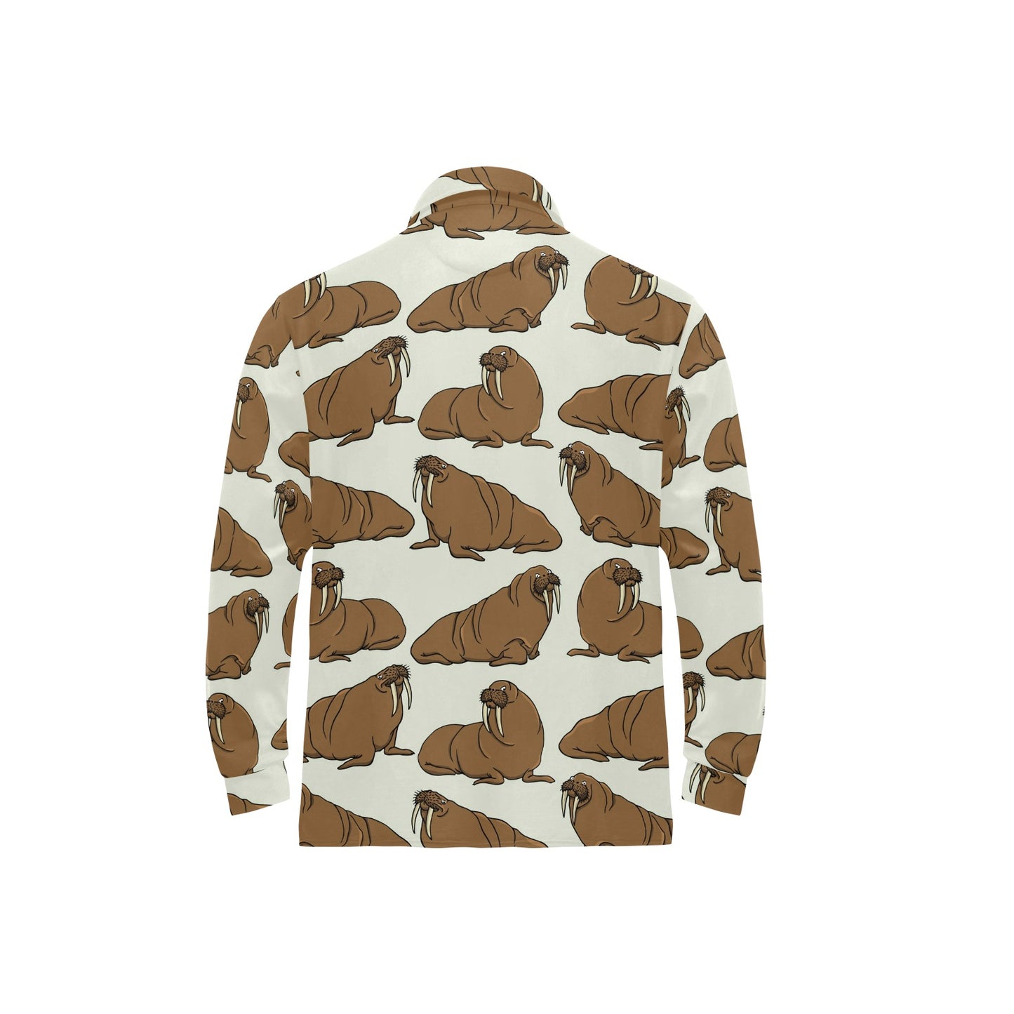 Walrus Pattern Print Design 03 Long Sleeve Polo Shirt For Men's