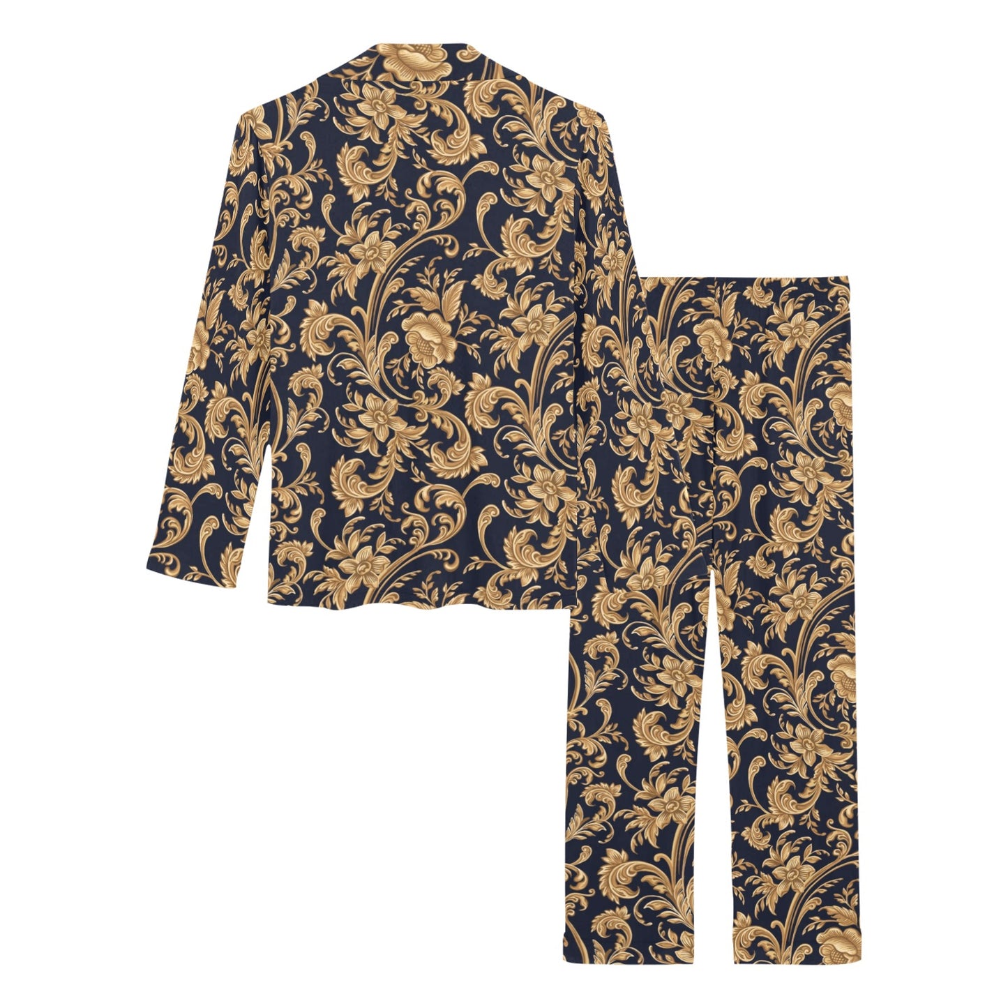 Baroque Golden Pattern Print Design 03 Women's Long Pajama Set
